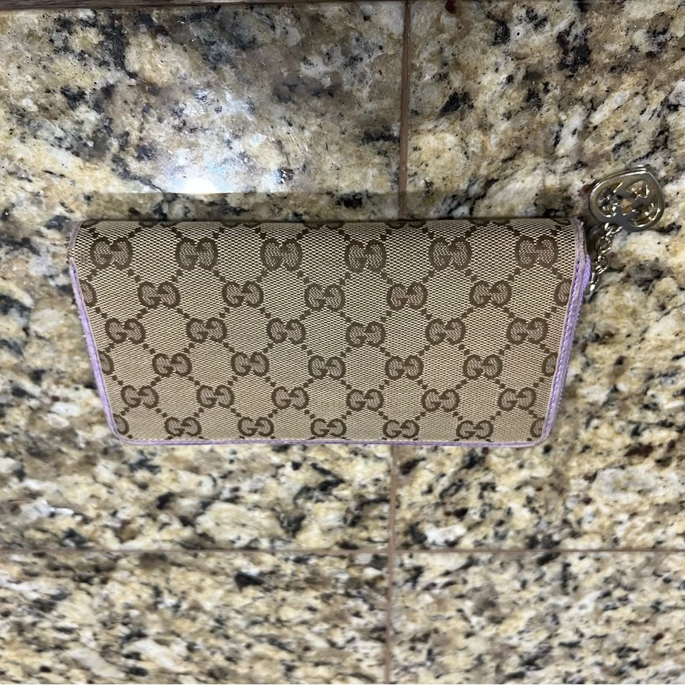 Gucci Brown and Purple Monogram Wallet - Picture 15 of 15